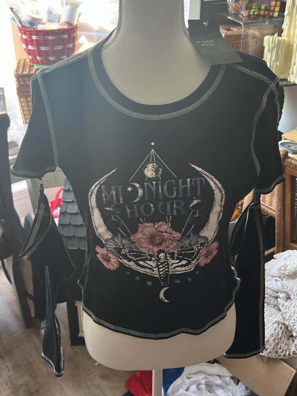 Midnight Hour Black Graphic Crop Top - Women's